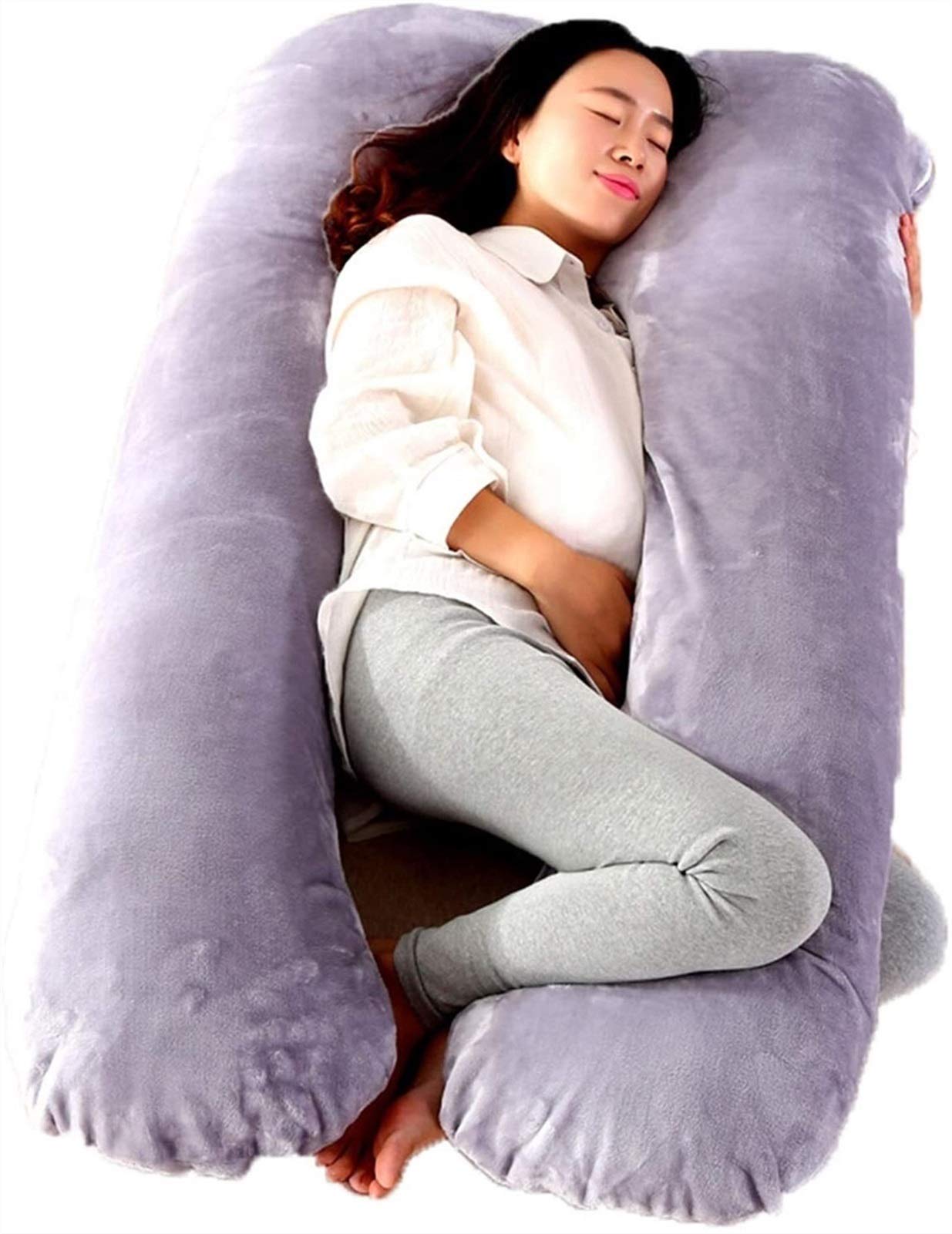 Premium U-Shaped Pregnancy Pillow for Side Sleepers - Extra Soft Velvet Full Body Support for Maternity, Nursing & Comfort (Arm, Back, Knee & Belly Support) - Ideal for Pregnancy, Breastfeeding & Relaxation at Home