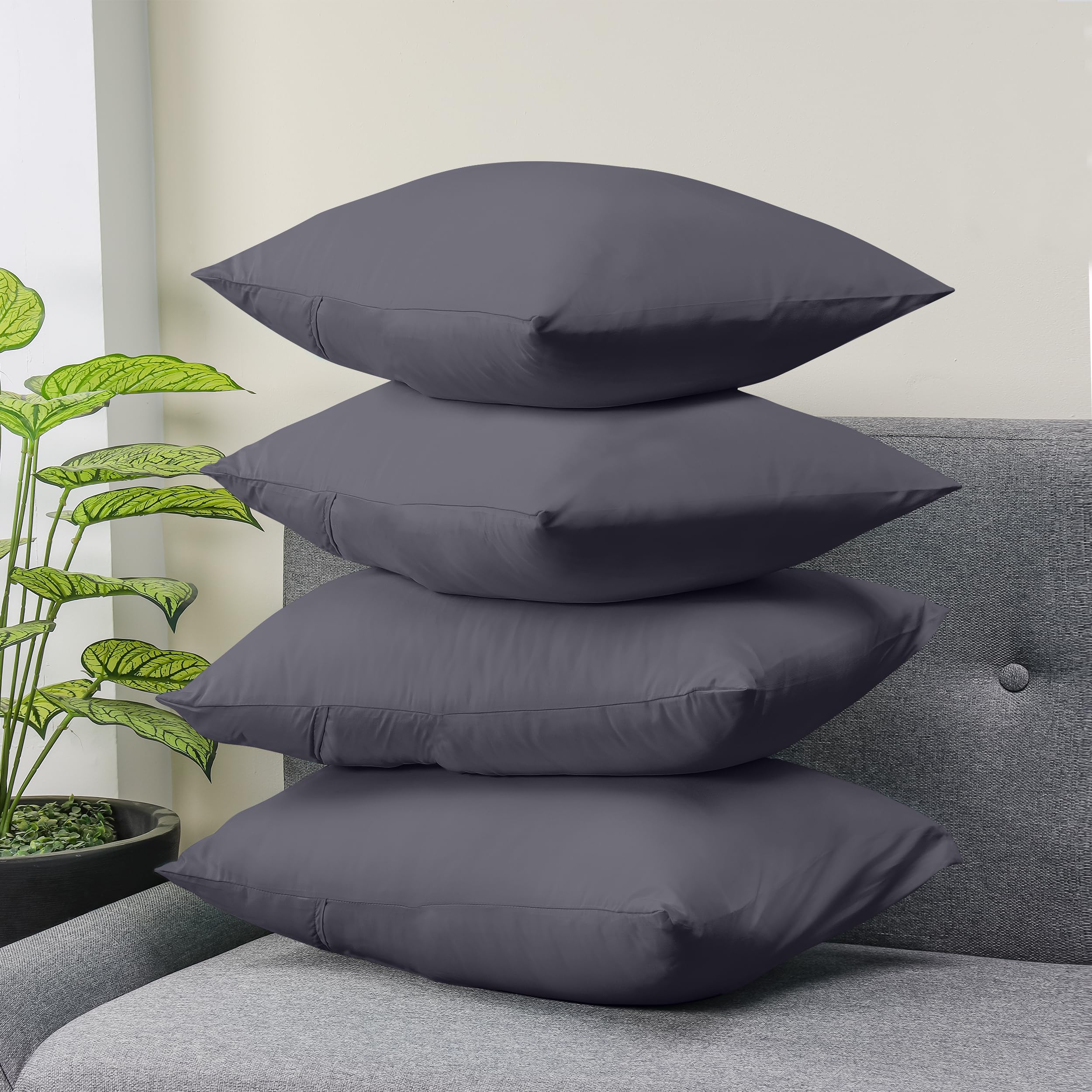 Utopia Bedding 4 Pack Standard Pillow Cases 20x30 Inches (50x75 cm) - 100% Brushed Microfiber Pillow Covers with Envelope Closure - Wrinkle, Fade & Stain Resistant - Grey - Perfect for Home, Hotel & Guest Room Use