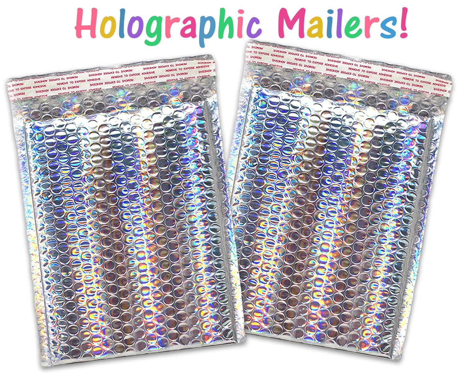 Large Metallic Holographic Bubble Mailers 10x14 Inches (9.5x13.5