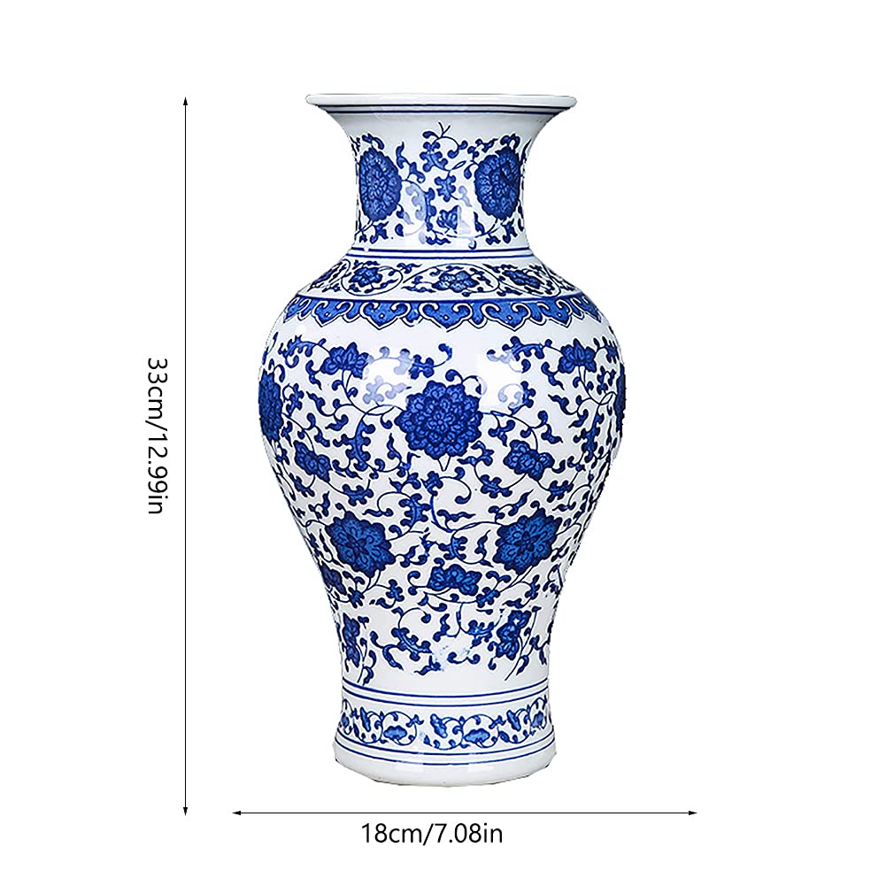Exquisite Hand-Painted Blue and White Porcelain Vase - Ming Dynasty Style Ceramic Home Decor - Perfect for Living Room, Dining Table & Office Decoration