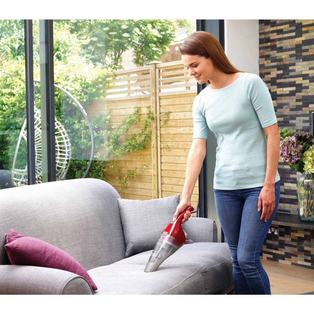 Black & Decker 3.6V Cordless Handheld Vacuum Cleaner with 1.5AH Battery - Lightweight Portable Red Vacuum for Car, Home, and Office Cleaning