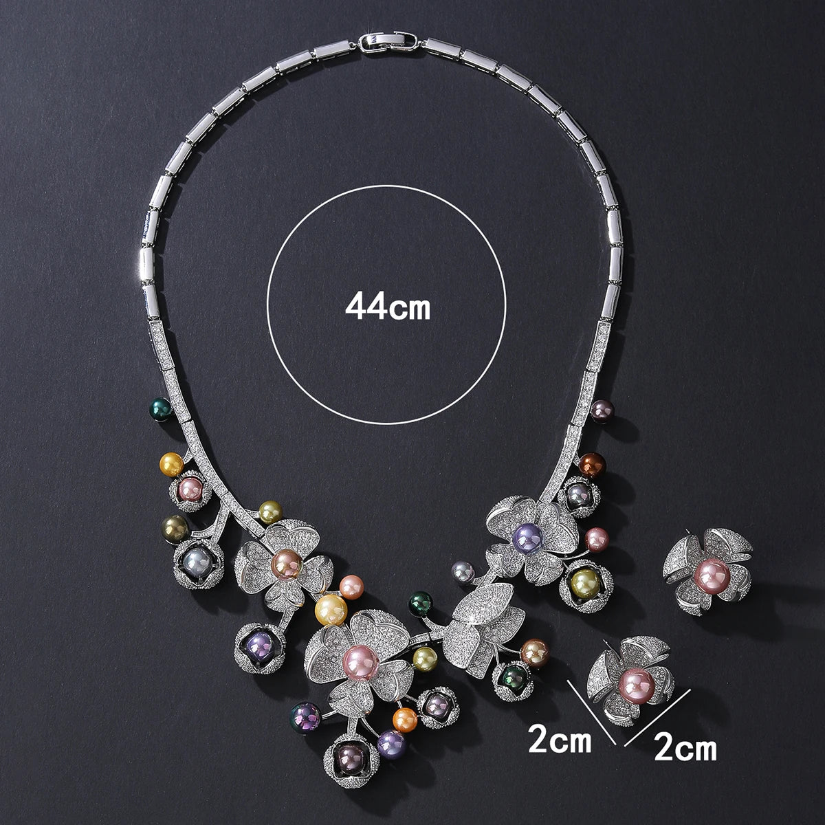 Luxury Bridal Jewelry Set - Pearls & Cubic Zirconia Wedding Necklace & Earrings Set for Women - Perfect for Bridal Party, Prom, Anniversary & Formal Events