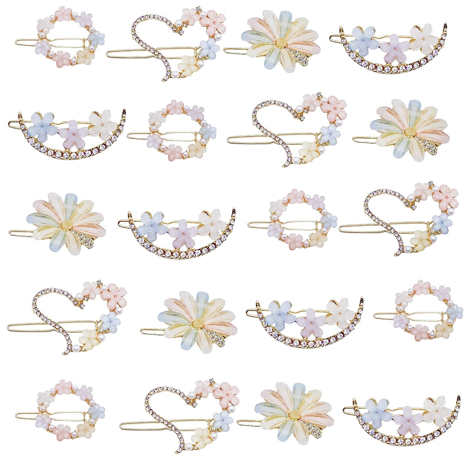 20PCS Pearl Hair Clips Set for Women & Girls - Korean Style Metal Flower Bobby Pins, Handmade Hair Slides for Daily Use | Perfect for Weddings, Parties, and Everyday Hairstyling