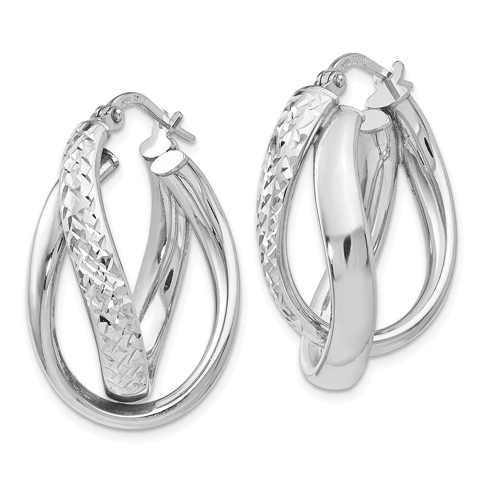 925 Sterling Silver Fancy Hoop Earrings for Women - 1.02 Inch Diameter, 0.7 Inch Width - Elegant Dangle Drop Earrings for Party, Wedding & Everyday Wear | Diamond2Deal