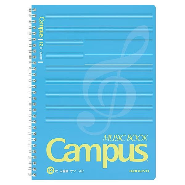 KOKUYO Music Notebook Twin Ring B5 Size - Spiral Bound Staff Paper for Musicians, Songwriters & Students - Perfect for Composing, Notating & Music Theory Practice