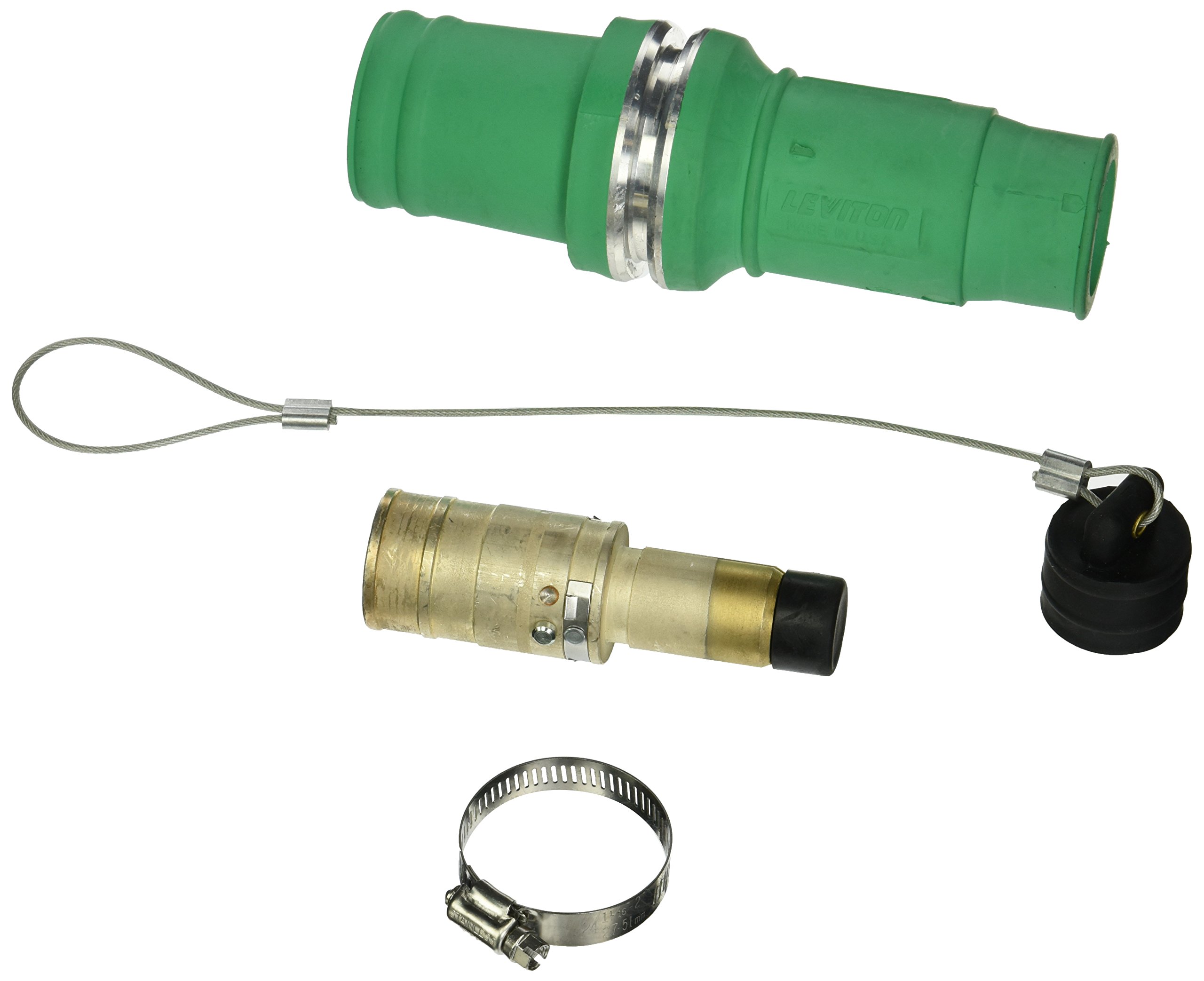 Leviton 49M64-G Green High Amp Coupling Male Plug 646MCM - Heavy Duty Electrical Connector for Industrial Equipment & Power Distribution