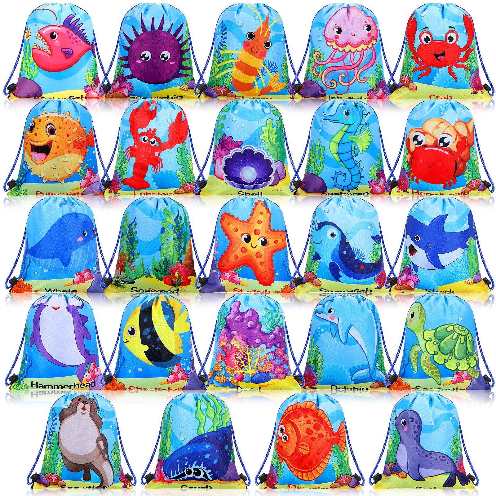 24 Pcs Drawstring Party Favor Bags for Kids & Teens - Colorful Gift Bags for Birthday Parties, School Events, Baby Showers & Holiday Celebrations