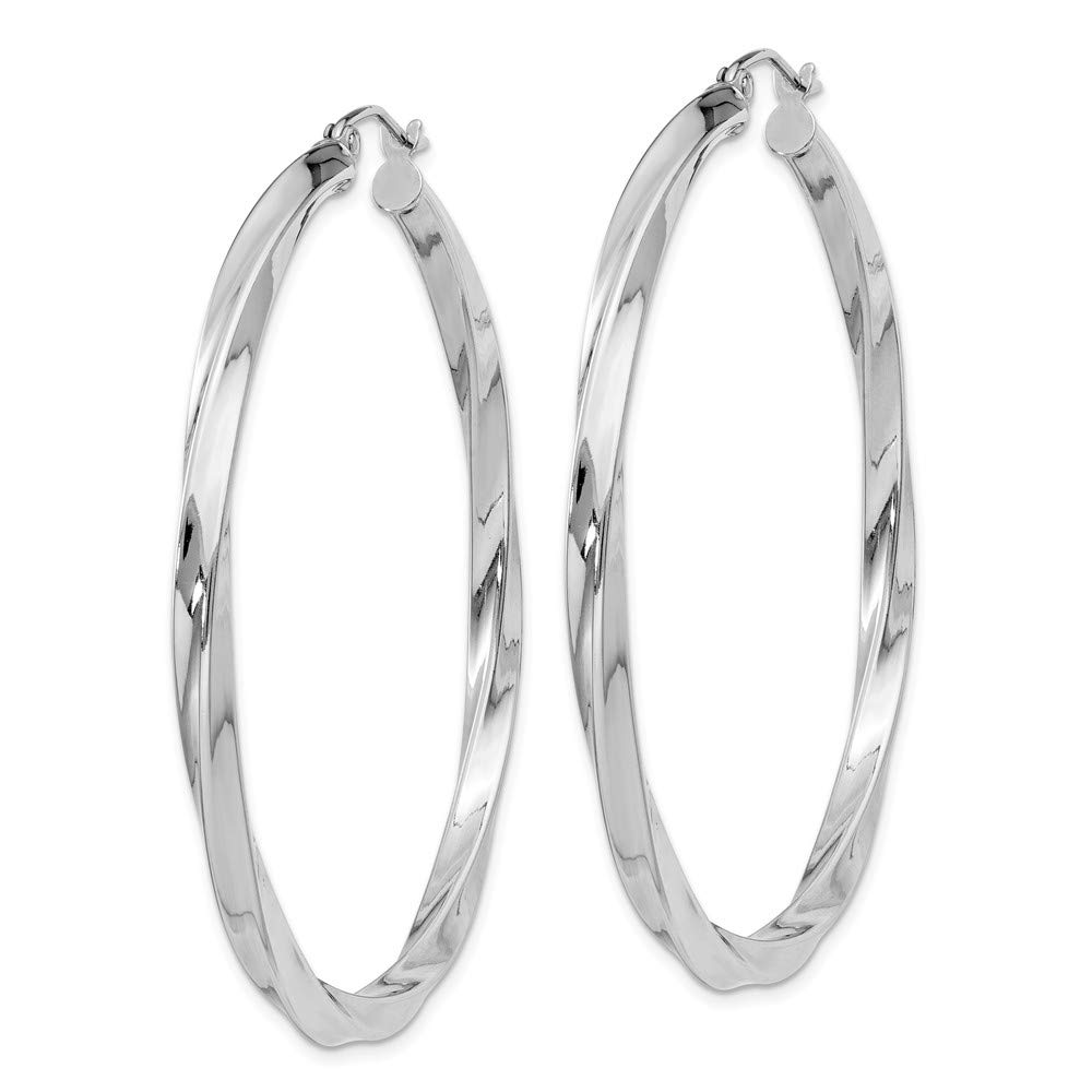 925 Sterling Silver 3mm Twisted Hoop Earrings for Women - 52mm x 50mm Dainty Boho Jewelry - Perfect for Everyday Wear, Parties & Gifts