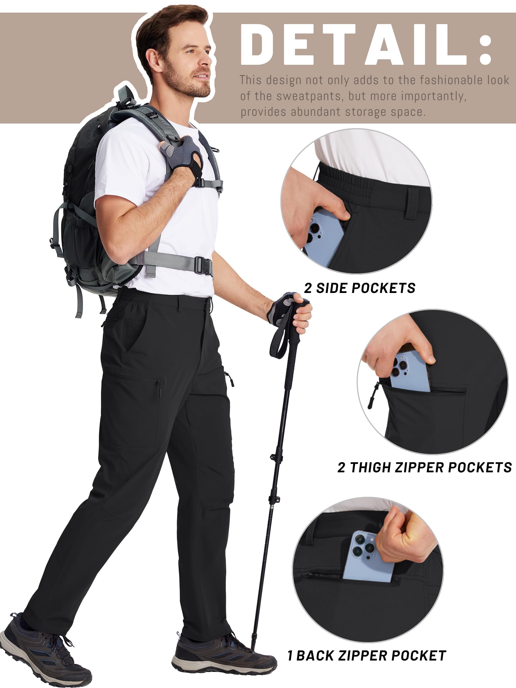 TACVASEN Men's Hiking Pants - Lightweight Quick Dry Tactical Work Pants with 6 Pockets, Water Resistant Ripstop Outdoor Trekking Pants for Hiking, Camping & Adventure Activities