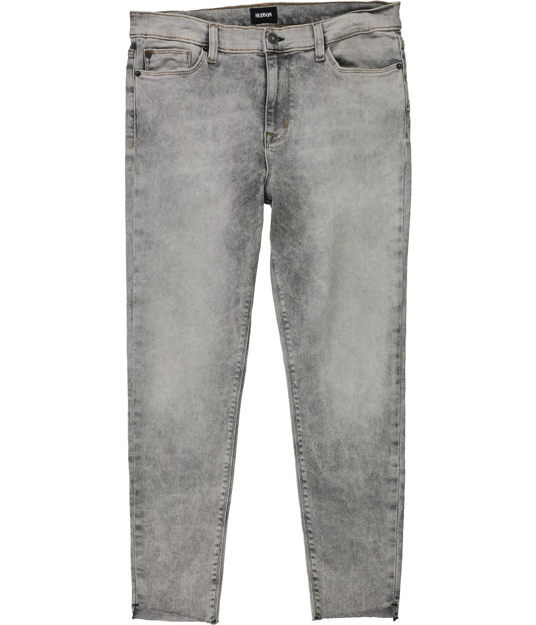 HUDSON Women's Ripped Raw Hem Skinny Fit Jeans - Grey Size 27 | Distressed Denim Pants for Casual Wear & Night Out | Trendy High-Stretch Comfort Jeans for Everyday Style
