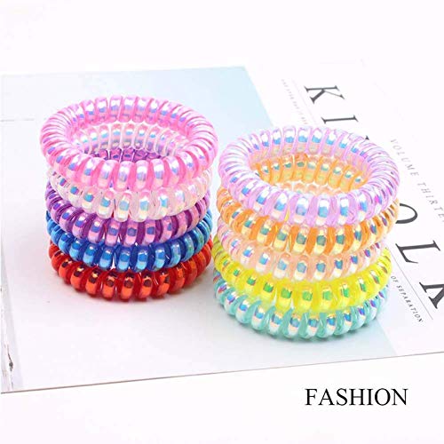 FAMEZA Spiral Hair Ties - No Crease Elastic Coil Hair Bands for Women & Girls (10 Pack) | Soft Phone Cord Hair Accessories for Workout, Yoga, School & Everyday Use