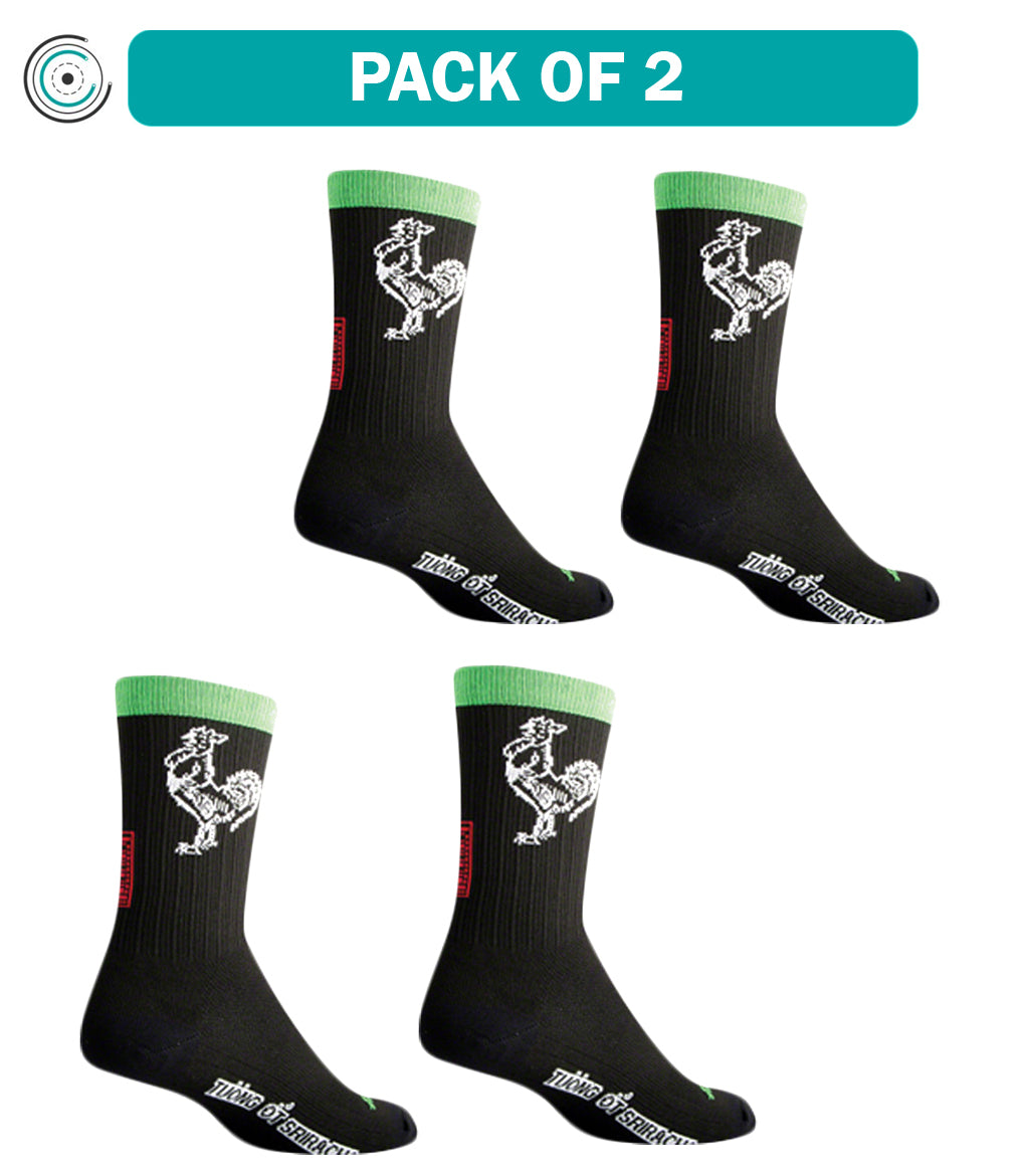 2 Pack SockGuy SGX Sriracha 6-Inch Compression Socks - Black, Large/X-Large, Unisex - Perfect for Running, Hiking & Casual Wear