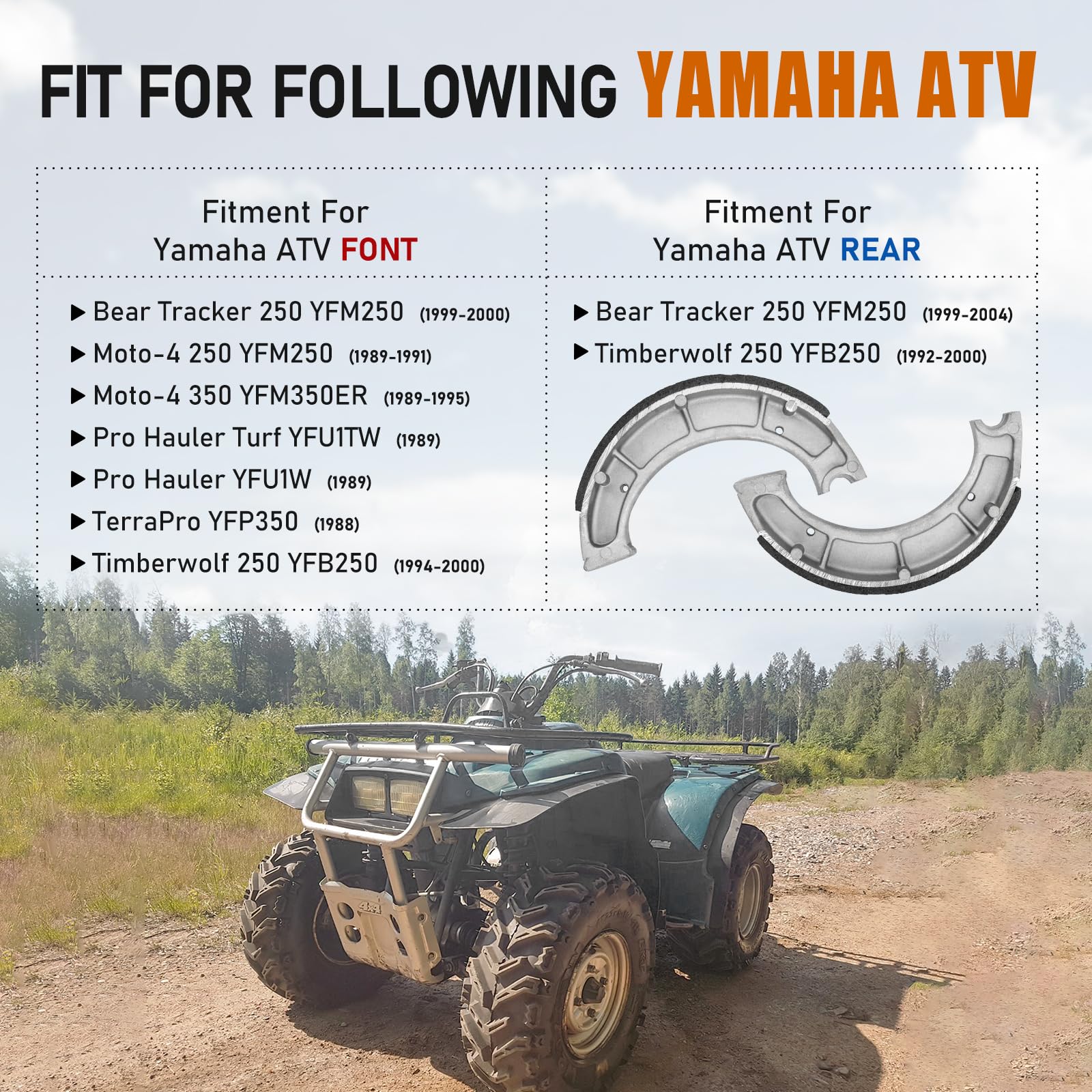 Yamaha Bear Tracker 250 Brake Shoes - Front & Rear for Off-Road Adventures