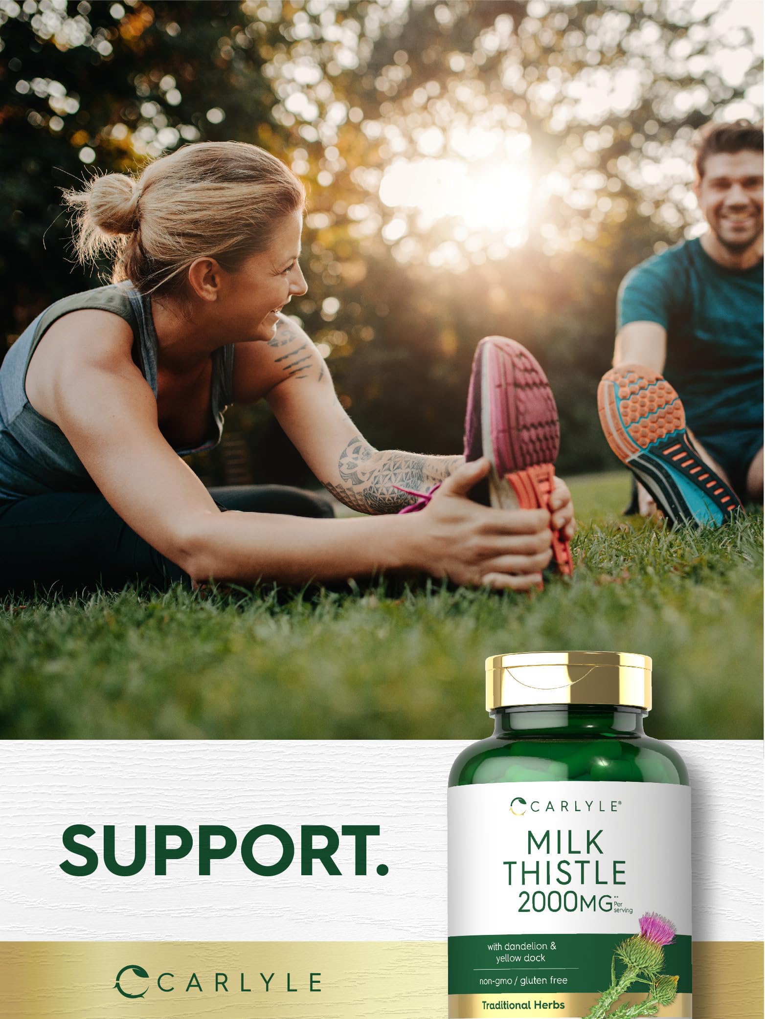 Carlyle Milk Thistle 2000mg Supplement | 180 Capsules with Dandelion & Yellow Dock | Non-GMO, Gluten Free Liver Support | Natural Detox & Digestive Health for Daily Wellness