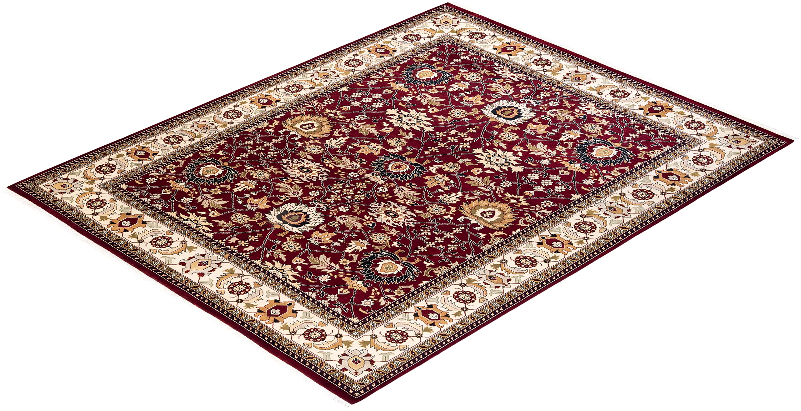 Handmade Hand-Knotted Wool Traditional Overdyed Mogul Red 8x10 Area Rug - Unique Solo Rugs for Living Room, Bedroom & Dining Room Decor