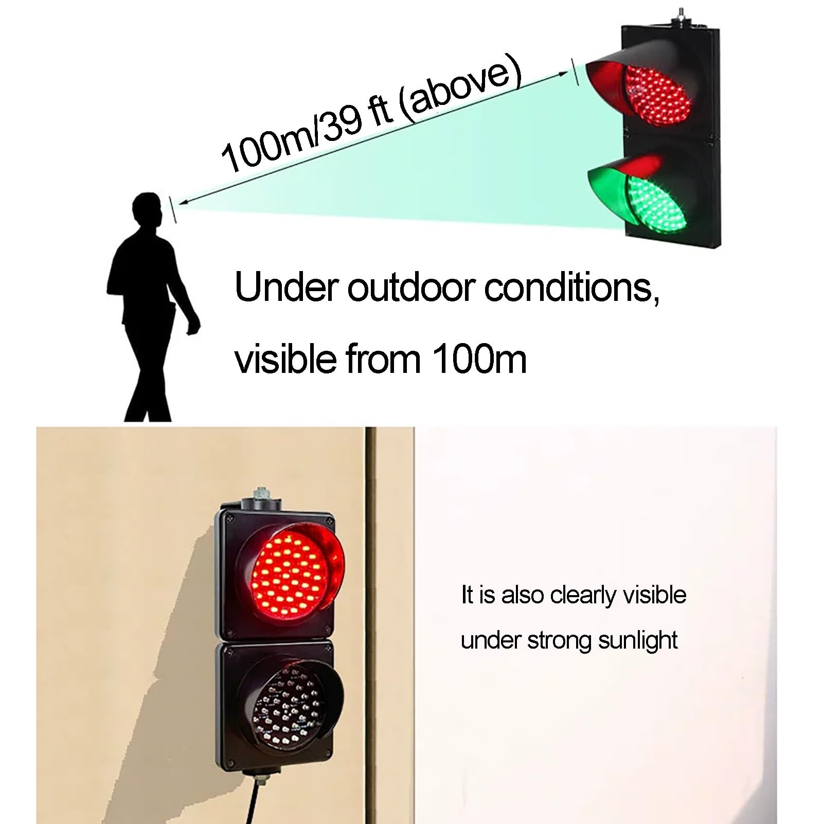 2 Pack Red/Green LED Loading Dock Traffic Lights - Indoor/Outdoor Wall Mount Industrial Signal Lamp with Control Switch, Plug & Play - Perfect for Warehouse, Factory & Shipping Dock Safety
