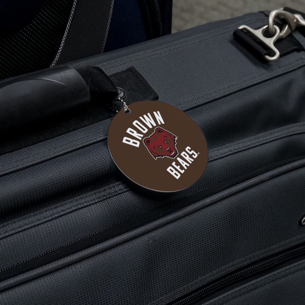 Brown University Bears Logo Round Luggage ID Tag - Personalized Suitcase Identification Card for Travel - Durable Carry-On Bag Tag for Backpacks, Duffel Bags & Suitcases