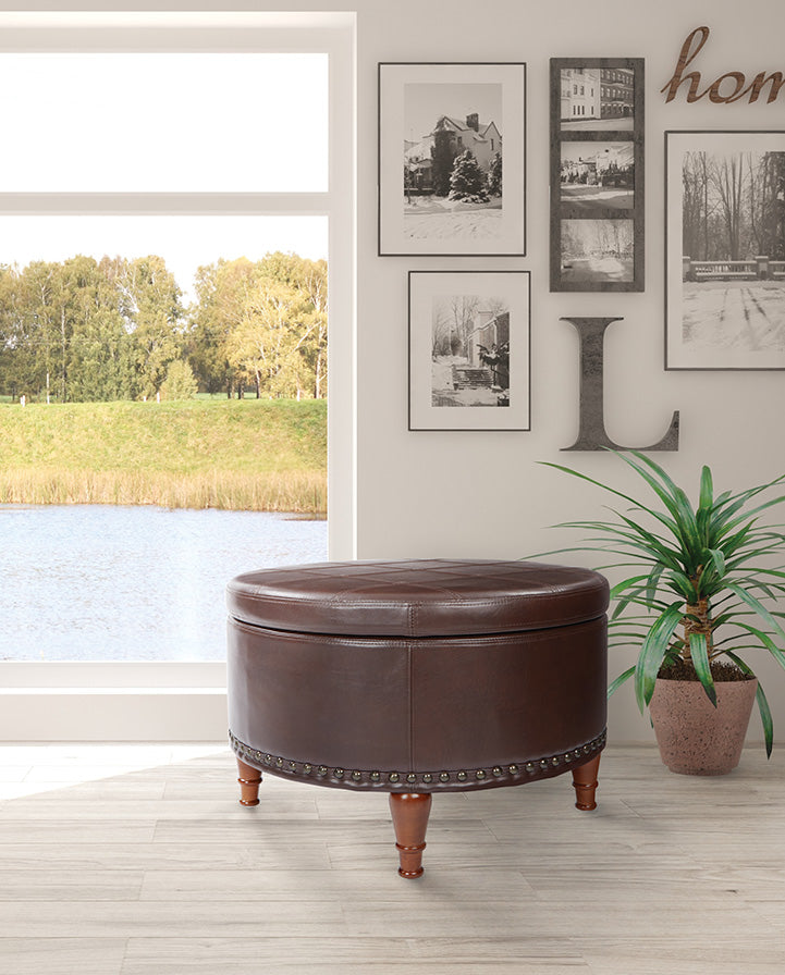 Office Star Alloway Storage Ottoman - Versatile Footrest & Seat with Hidden Storage | Perfect for Living Room, Bedroom, or Office Organization