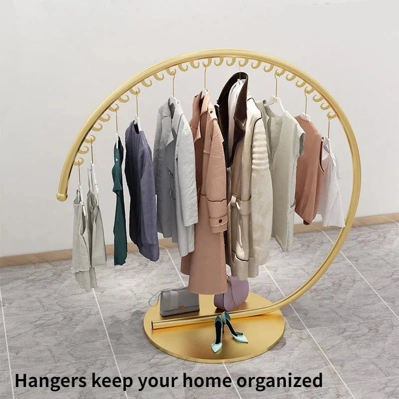 Sturdy Wrought Iron Circular Coat Rack - Freestanding Entryway Organizer for Hats, Jackets & Bags | Perfect for Hallway, Bedroom or Office Storage