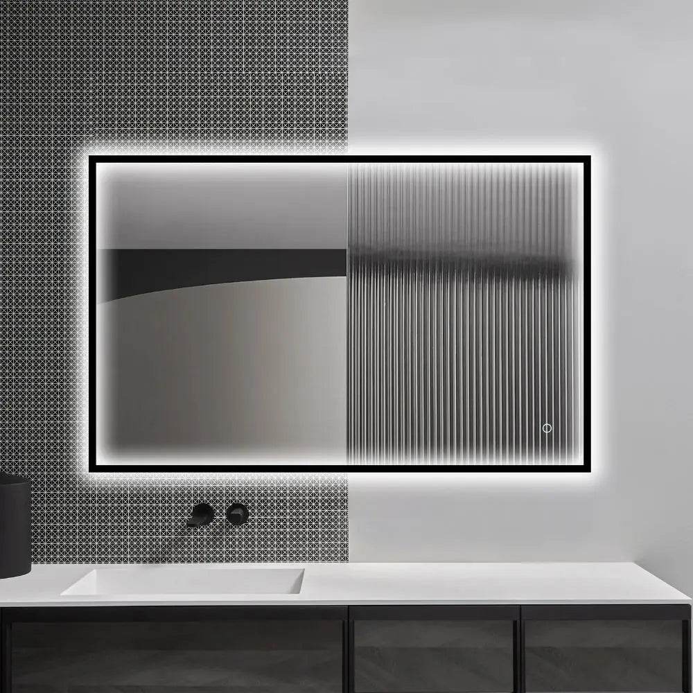 Premium LED Lighted Mirror with Front & Backlit, Dimmer & Defogger - 2 Sizes for Bathroom Vanity, Makeup & Shaving - Perfect for Home & Salon Use