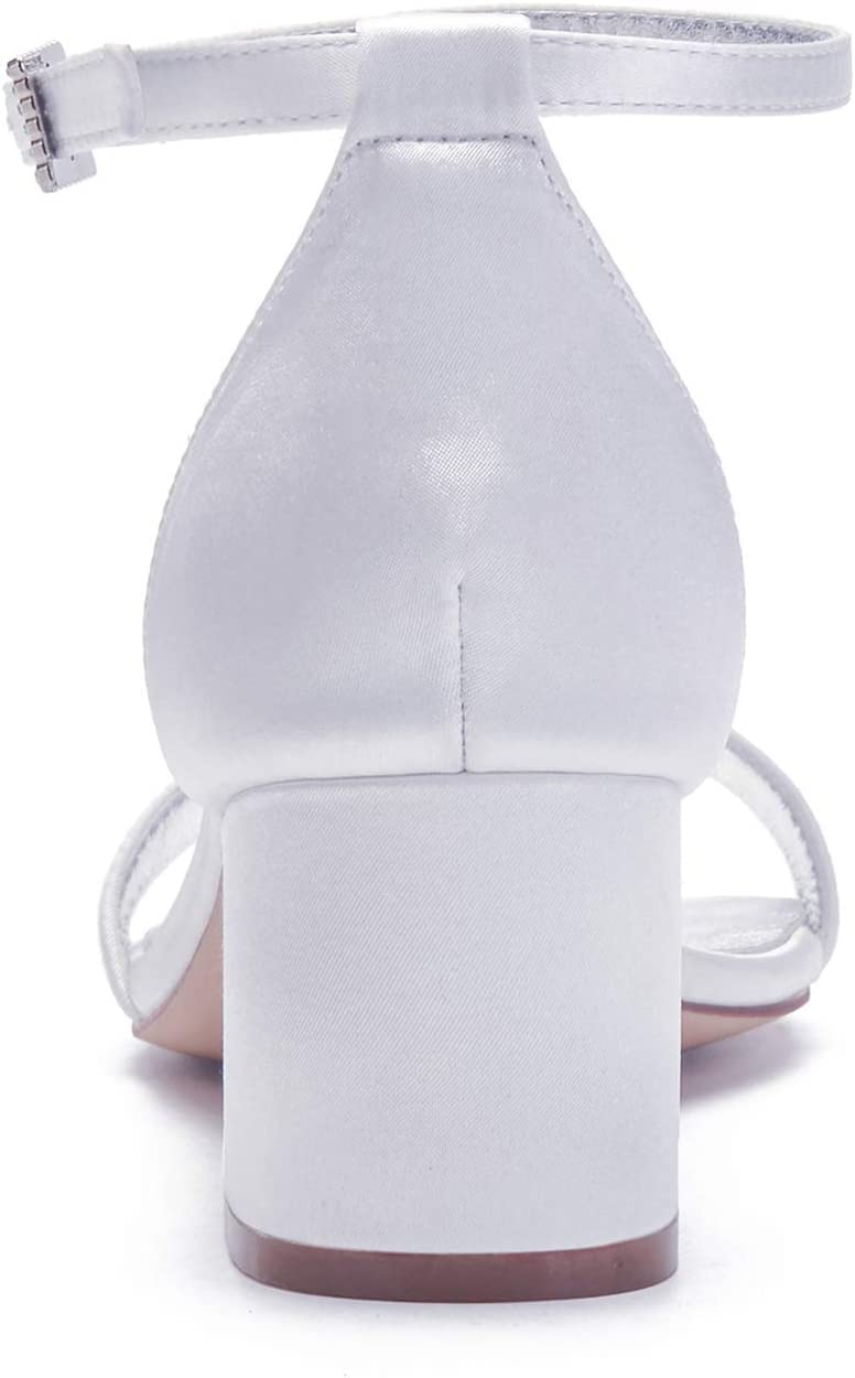 Elegant Women's Strappy Mid Heel Sandals - 5.5cm Comfortable Satin Bridal Shoes for Wedding, Prom & Party | Perfect for Bridal Showers, Evening Events & Special Occasions