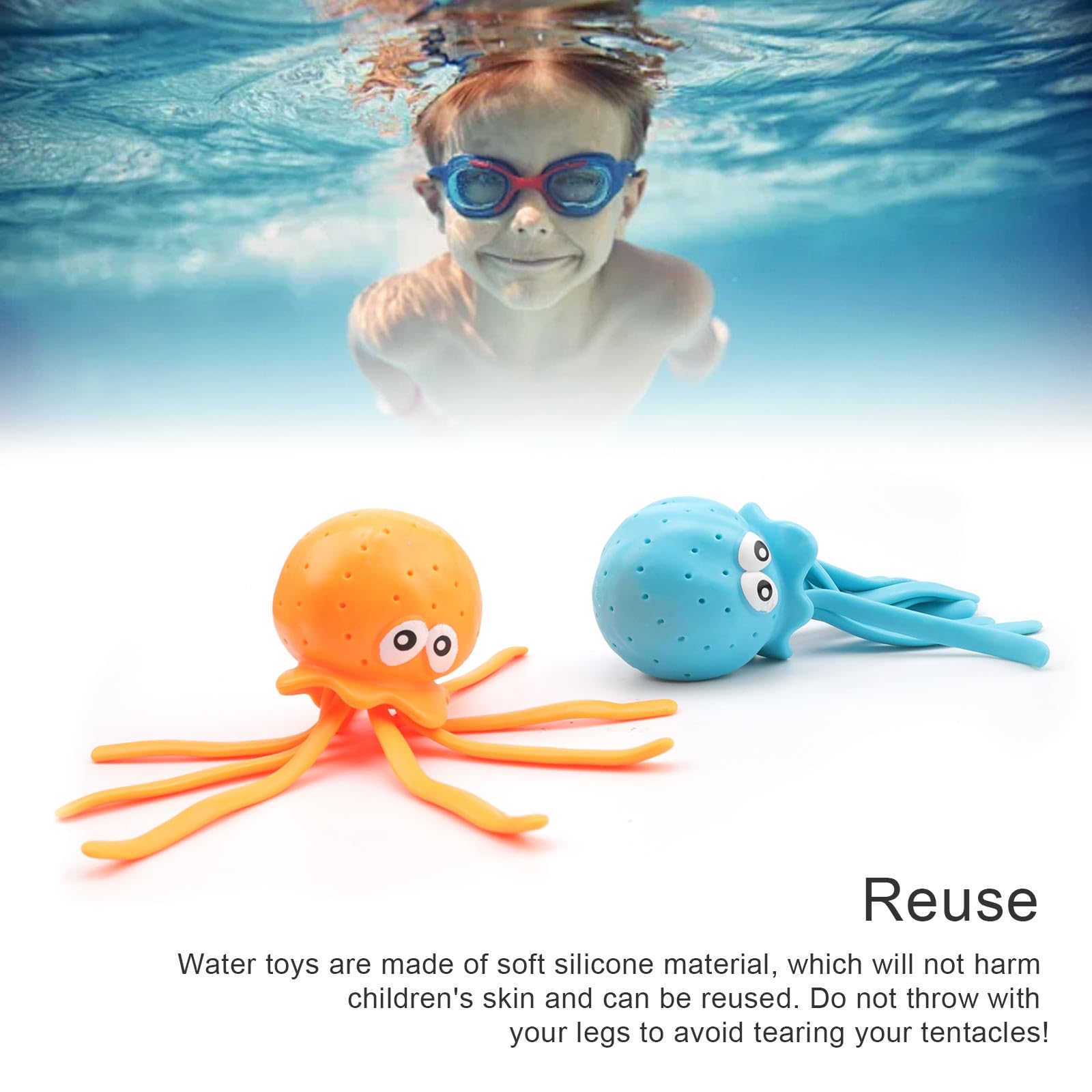 0XBIT Octopus Water Blasters, 2-Pack Reusable Pool Toys for Kids, Water Squirt Guns for Swimming Pools, Bath Tubs & Outdoor Water Play - Fun Summer Splash Games for Beach, Backyard & Pool Parties
