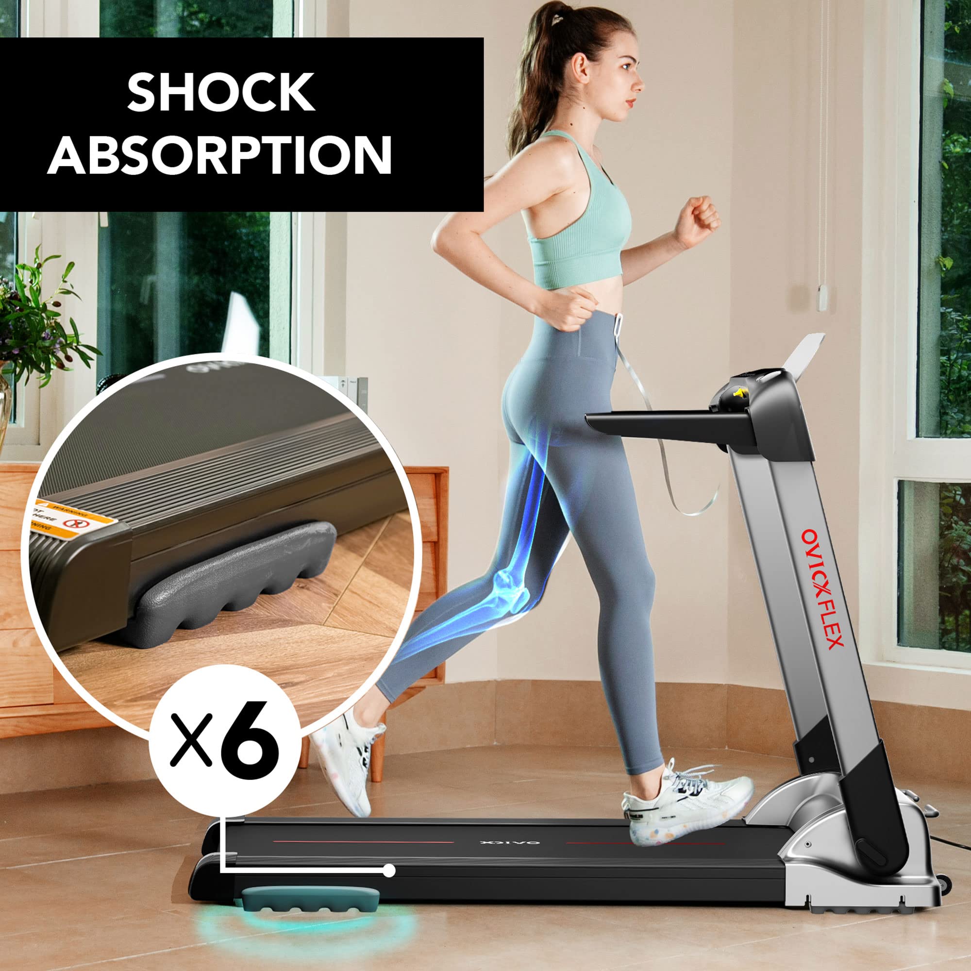 OVICX Foldable Treadmill for Home & Apartment - Compact Electric Running Machine with LCD Display for Cardio Workout, Jogging & Fitness Training - Perfect for Small Spaces & Home Gym