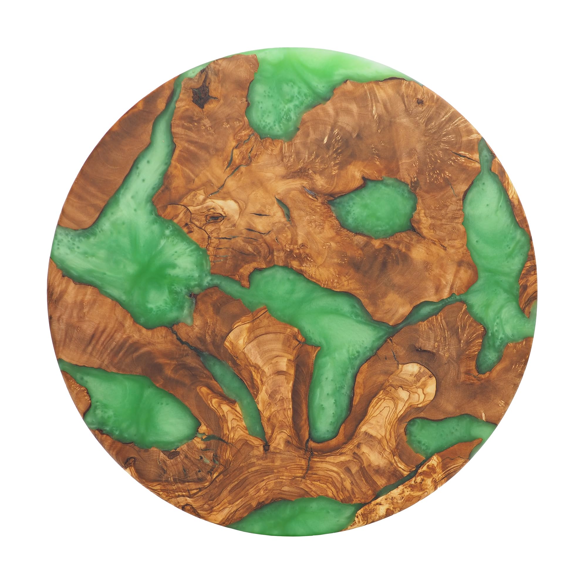 Handmade Epoxy Resin Cutting Board & Charcuterie Serving Tray - Premium Olive Wood Cheese Board with Green Resin for Kitchen, Entertaining, Housewarming Gifts - Perfect for Serving Cheese, Fruits, Meats at Parties, Dinner Tables & Holiday Gatherings