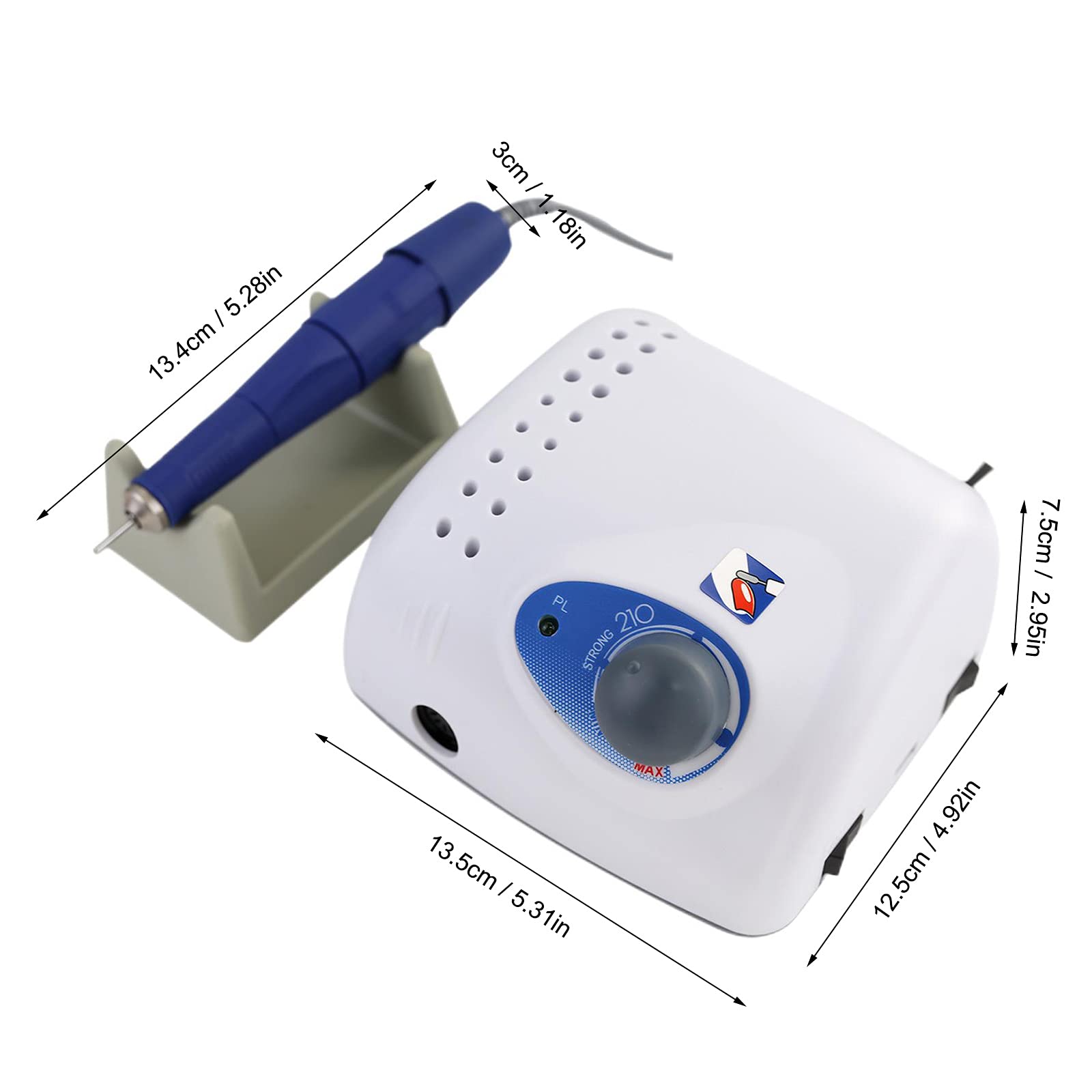 Professional 35000RPM Electric Nail Drill Machine with Foot Pedal & Nail Pen Holder - High Speed Nail File for Acrylic Nails, Manicure, Grinding, Polishing & Cuticle Removal (White, EU Plug) - Perfect for Salon Professionals & Home Nail Care