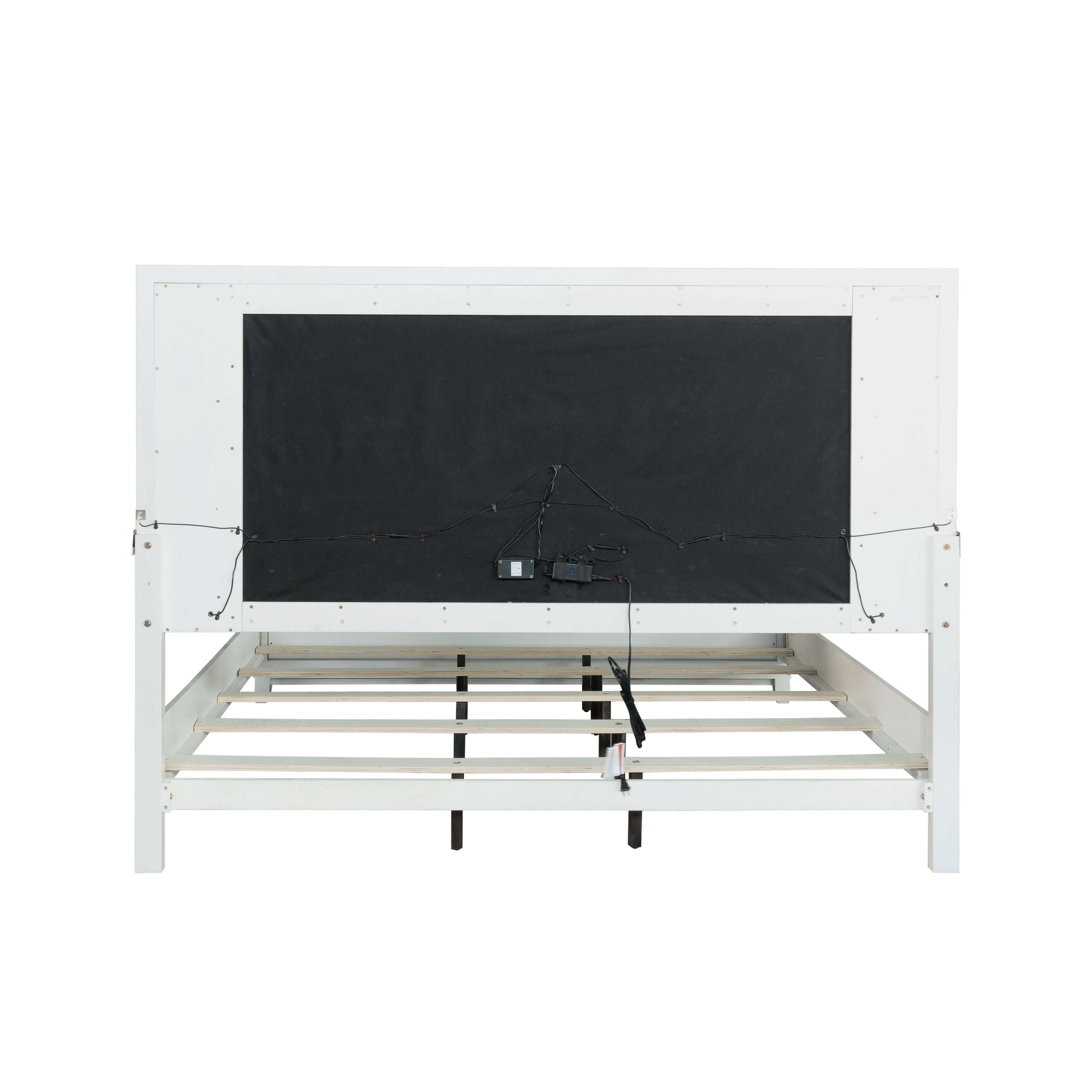 Galaxy Upholstered Tufted Panel Bed with LED Lights - Queen Size Pearl White Luxury Bed Frame for Modern Bedroom, Perfect for Master Suite & Guest Room Decor