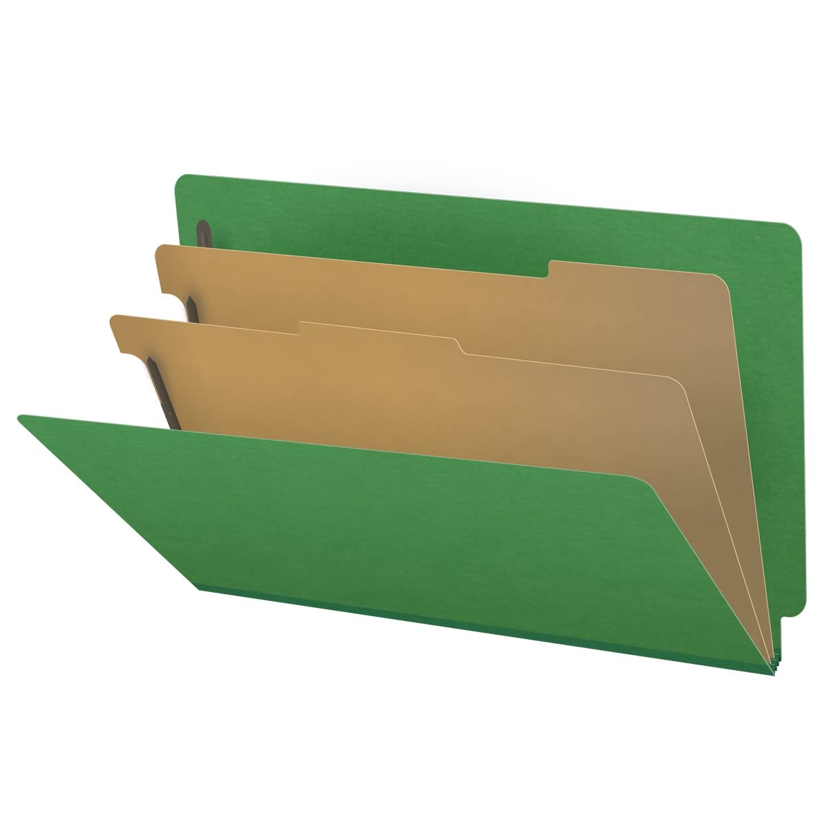 25-Point Pressboard Classification Folders with Full Cut End Tab - Legal Size, 2 Dividers, Moss Green (Box of 10) - Perfect for Office Organization, Document Filing & Legal Paperwork