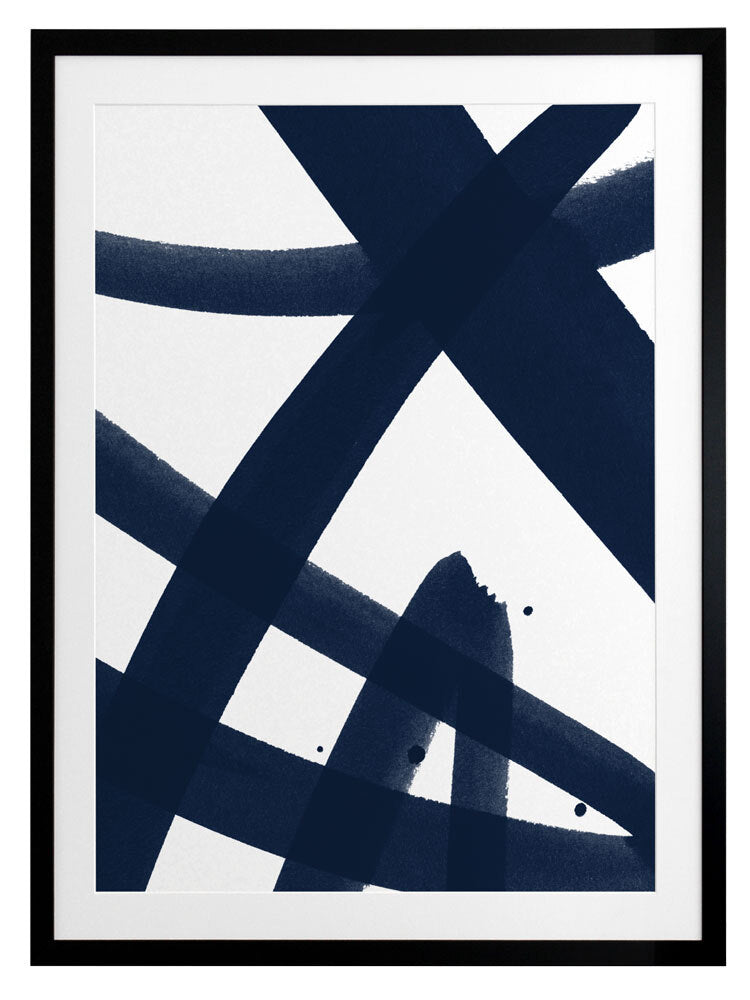 Balancing Act Evening Ink Framed Art Print - Modern Abstract Wall Decor for Living Room, Bedroom & Office - Perfect for Home Decor & Gift Giving