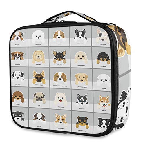 Professional Cute Puppy Makeup Case - Large Capacity Travel Cosmetic Bag with Adjustable Dividers, Portable Toiletry Organizer for Train & Airplane Travel | Perfect for Makeup Artists & Beauty Enthusiasts