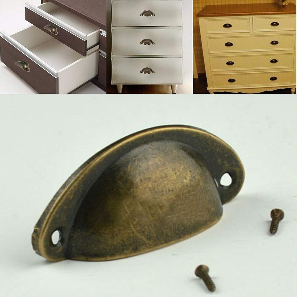 Antique Shell Cabinet Pulls - 12 Pack Vintage Drawer Handles for Kitchen Cupboard & Furniture - Perfect for Home Renovation & DIY Projects
