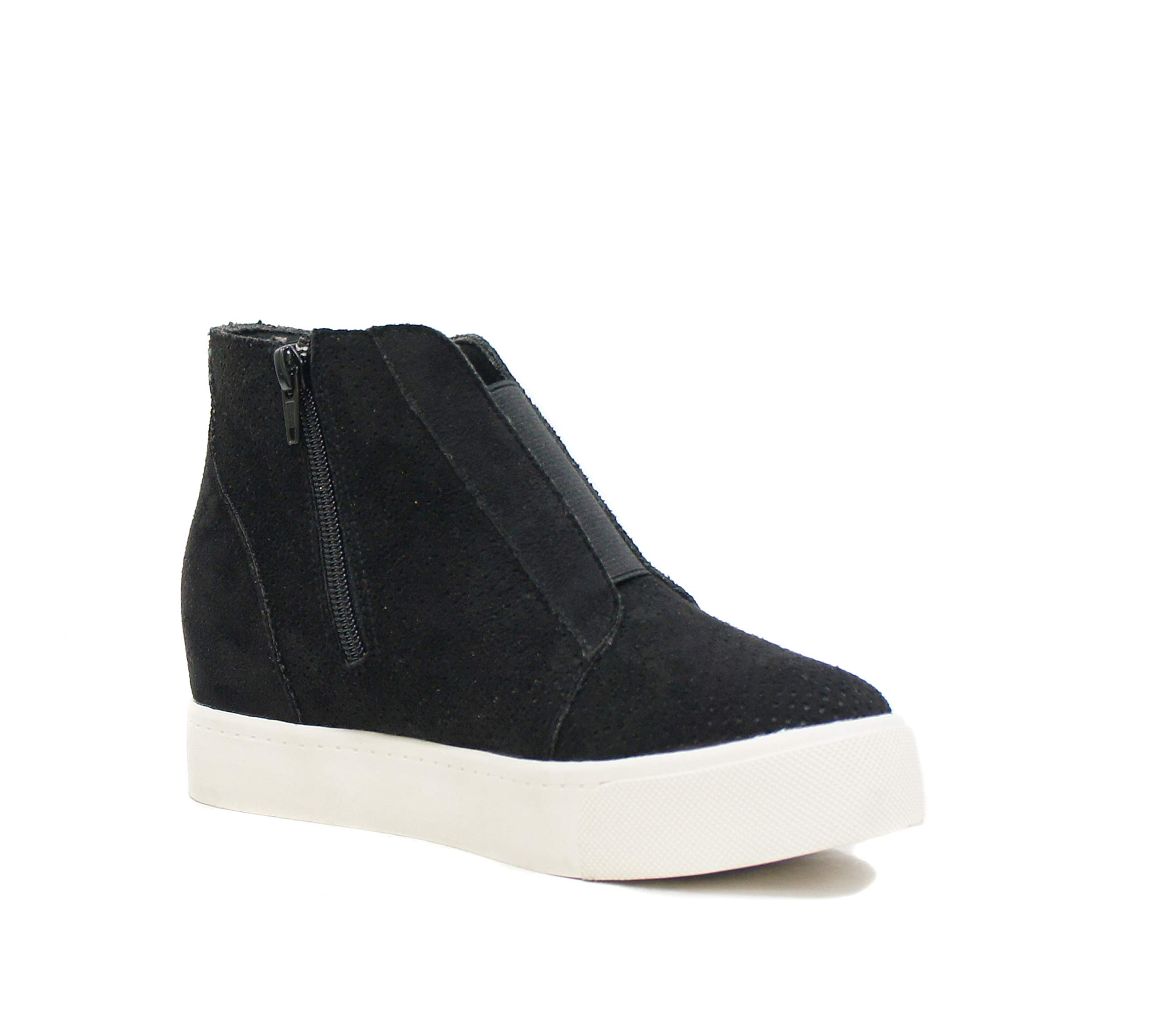 Stylish Soda Pointer Mid Ankle Platform Sneakers with Hidden Wedge & Side Zipper - Comfortable Women's Fashion Shoes for Casual Wear, Work & Night Out
