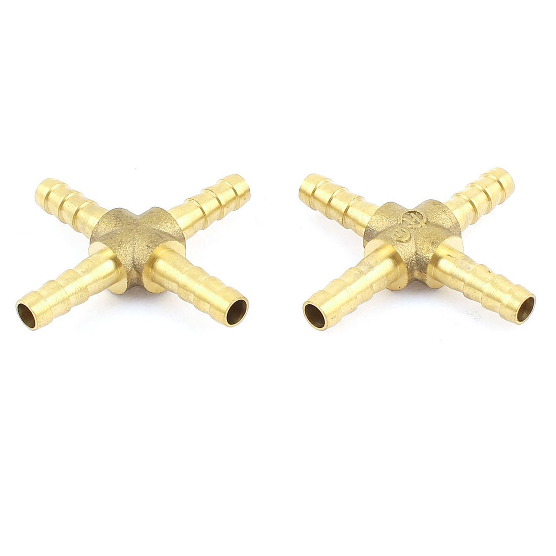 uxcell 2pcs 6.5mm Dia Air Water Fuel Metal Hose Pipe 4 Way Connector Joiner - Heavy Duty Brass Fitting for Hydraulic, Pneumatic & Plumbing Systems (DIY, Automotive, Industrial Use)