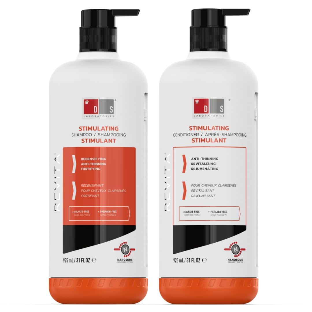 DS Laboratories Revita Shampoo & Conditioner Set for Hair Growth - Sulfate Free with Biotin, Caffeine & DHT Blocker - Thickening Hair Care for Men & Women - Perfect for Thinning Hair & Scalp Health