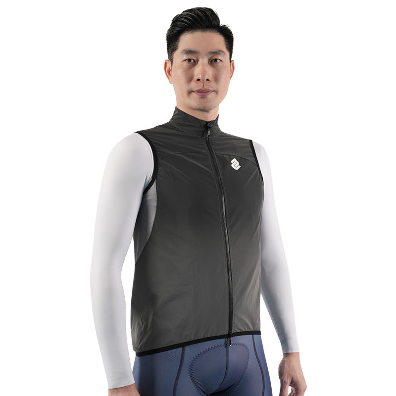 High-Visibility Reflective Men's Safety Vest - Black Gradient for Running, Cycling & Night Work - ANSI Certified for Outdoor Activities