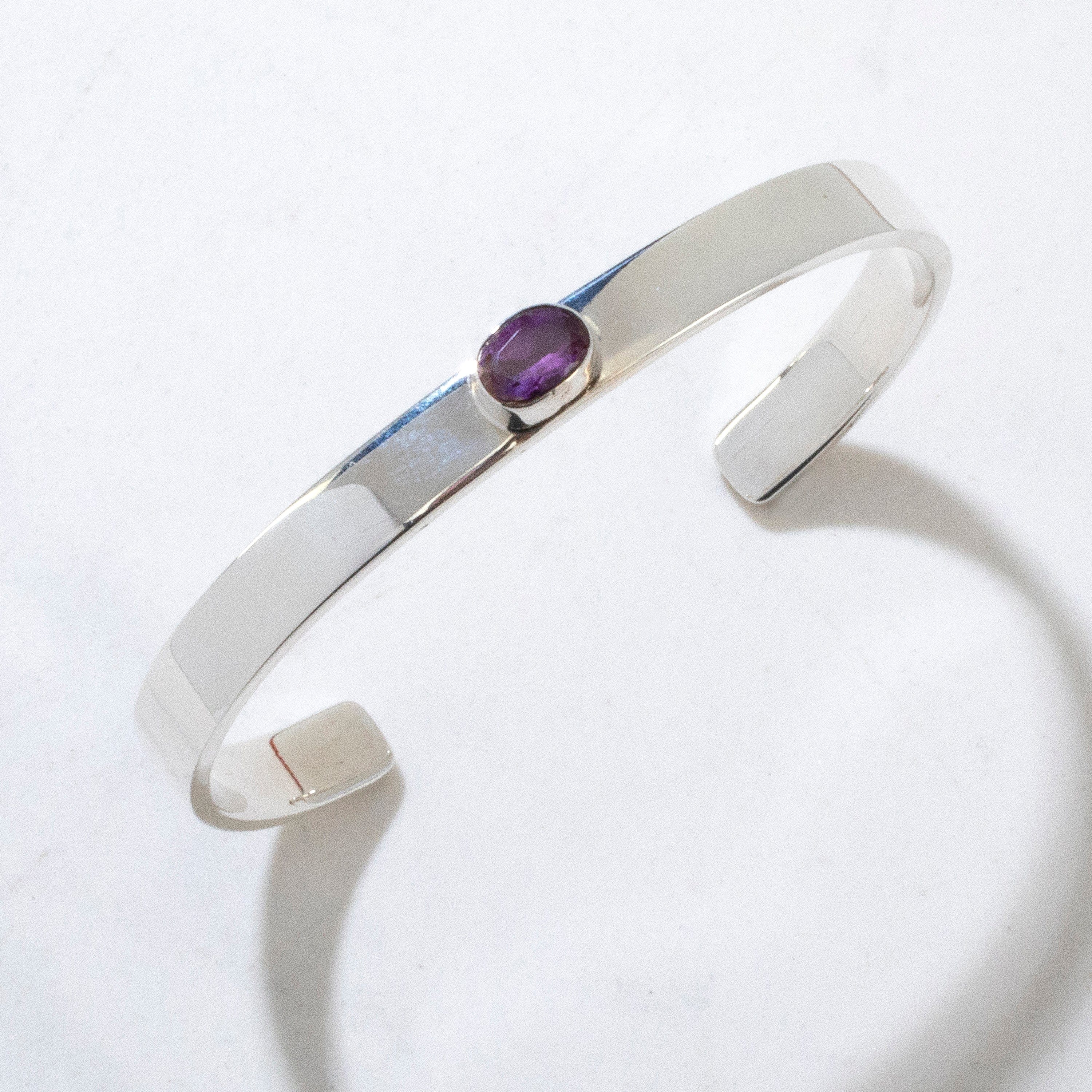 Authentic Navajo Native American Handmade 925 Sterling Silver Amethyst Cuff Bracelet - Perfect for Boho Jewelry, Spiritual Healing & Fashion Accessories