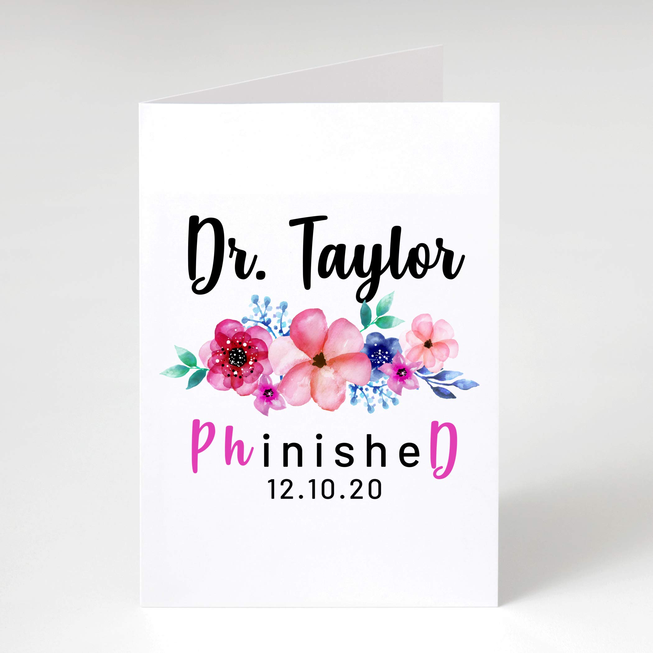 Personalized PhD Graduation Card - Custom Name & Date Doctorate Greeting Card | Funny Dr. Card for University Graduates | Class of 2022 Gift for Her | Perfect for Medical School Graduation Parties & Academic Achievements