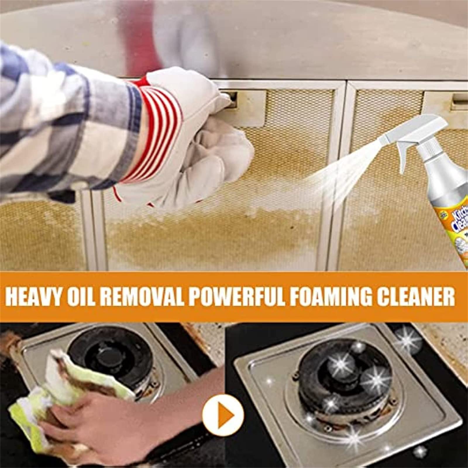 All-Purpose Kitchen Cleaner & Heavy Duty Degreaser Spray - 2 Pack | Powerful Foaming Formula for Stubborn Oil Stains | Safe for Kitchen, Bathroom, Car & Outdoor Grills | Eco-Friendly Multi-Surface Cleaner for Home & Commercial Use