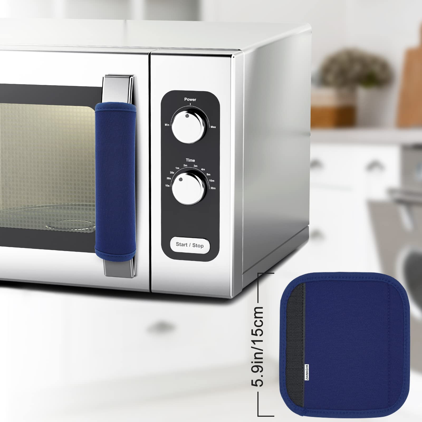 6-Pack Washable Refrigerator Door Handle Covers - Anti-Slip Kitchen Appliance Protectors for Fridge, Oven, Microwave & Dishwasher - Navy Blue - Prevents Fingerprints & Food Stains - Perfect for Home, Office & Restaurant Use