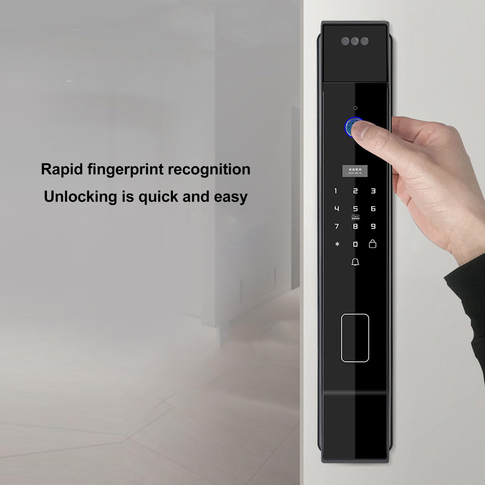 Smart Door Lock with 3D Face Recognition, Fingerprint & Password Entry - Aluminum Alloy Stainless Steel Keyless Security Lock for Homes & Apartments | Secure Front Door, Back Door & Rental Property Access