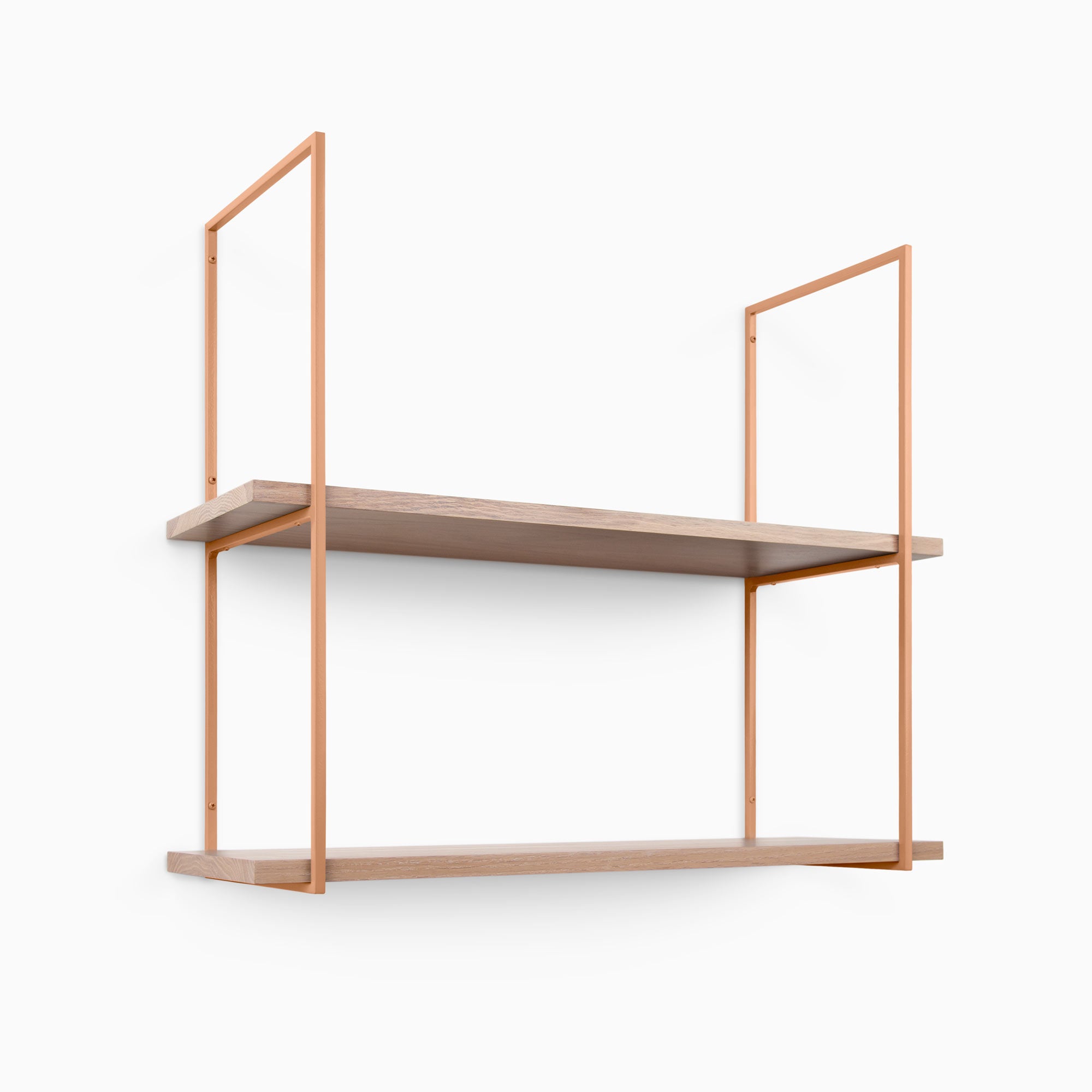Lloyd Glazed White Oak 2 Tiered Shelf - Rustic Wooden Wall Mounted Display Shelf for Living Room, Bedroom & Kitchen Decor