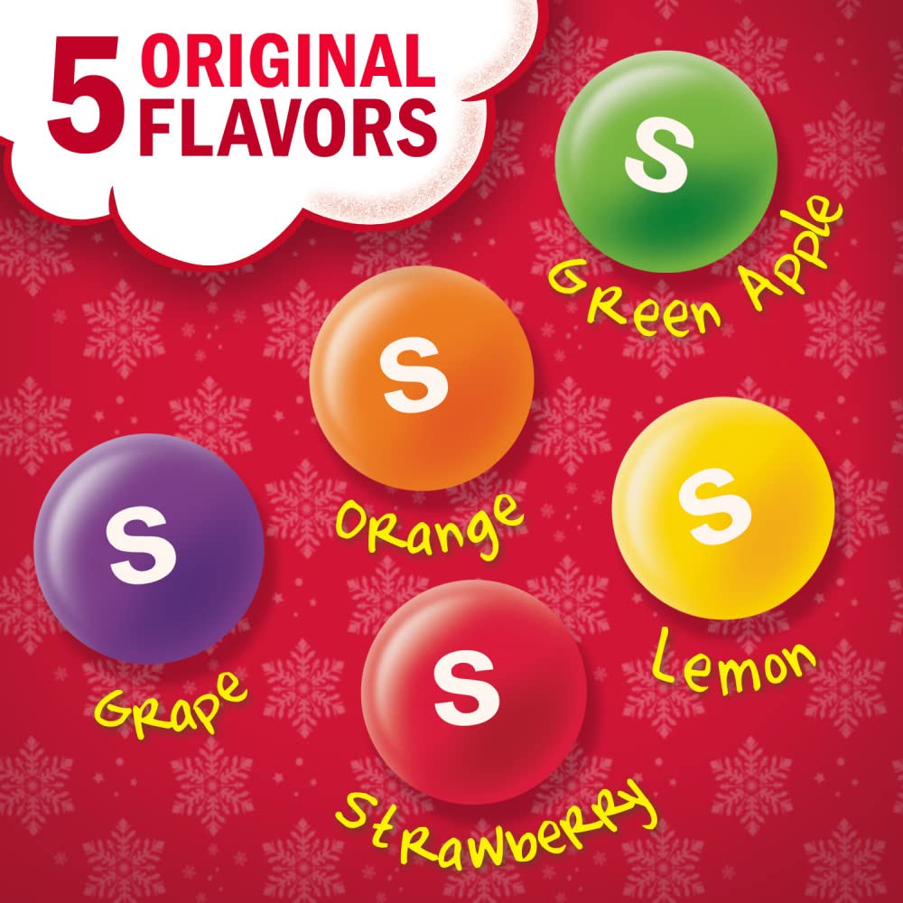 Skittles Original Christmas Chewy Candy Cane Gift - 2.6 oz Pack - Festive Holiday Treats for Stocking Stuffers & Party Favors
