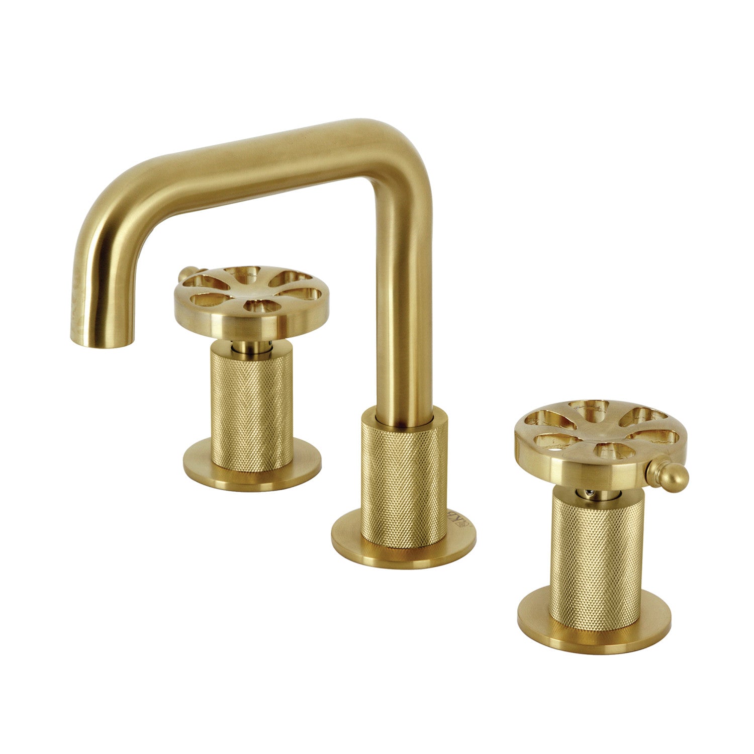 Belknap KS1417RX Brushed Brass Widespread Bathroom Faucet - 3 Hole Deck Mount with Push Pop-Up Drain - Perfect for Modern Bathroom Renovations and Luxury Home Upgrades