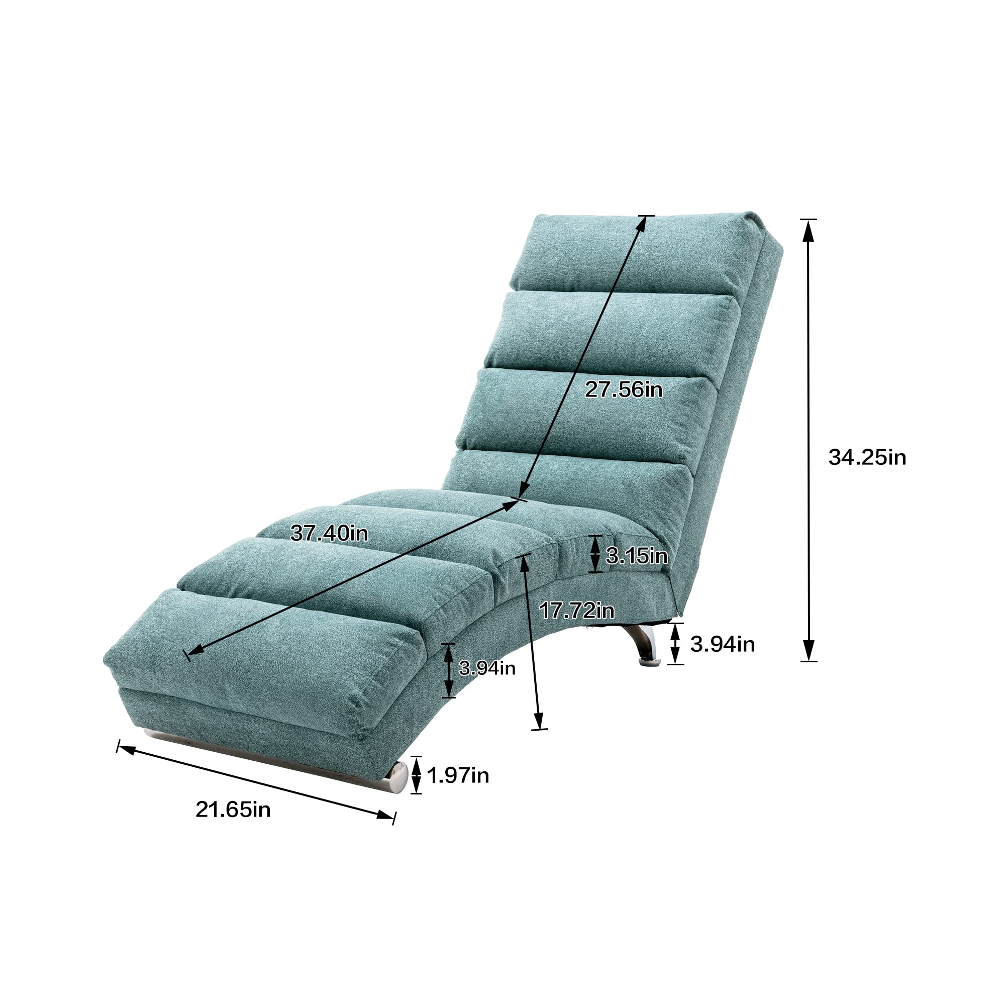 Electric Recliner Massage Chaise Lounge Chair - Modern Ergonomic Linen Chaise Leisure Accent Chair for Living Room, Office & Bedroom - Perfect for Relaxation, Reading & Napping (Teal)