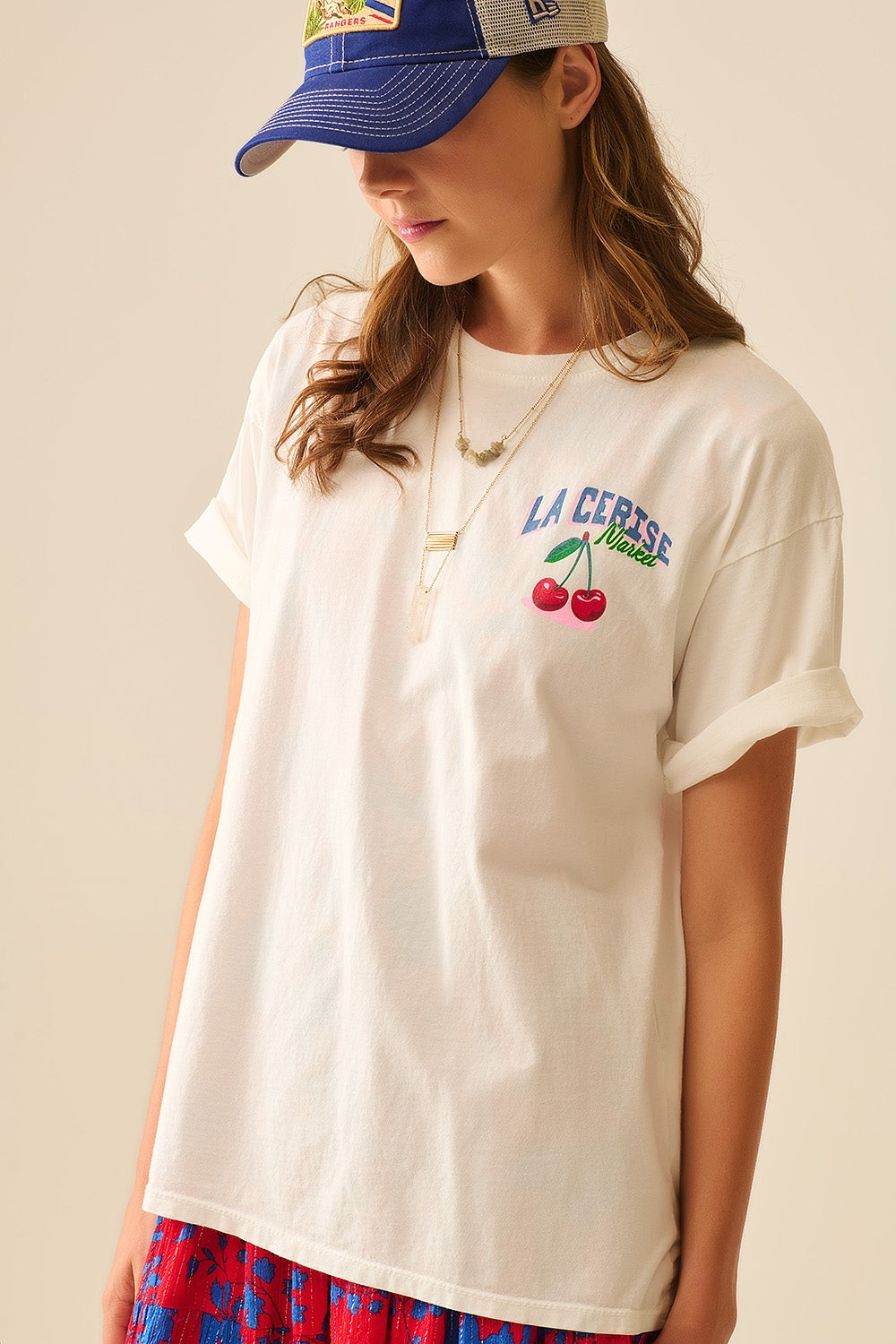 Italian Made Premium White T-Shirt with La Cerise Market Saint Tropez Graphic Design - Perfect for Casual Wear, Beach Outings & Summer Fashion