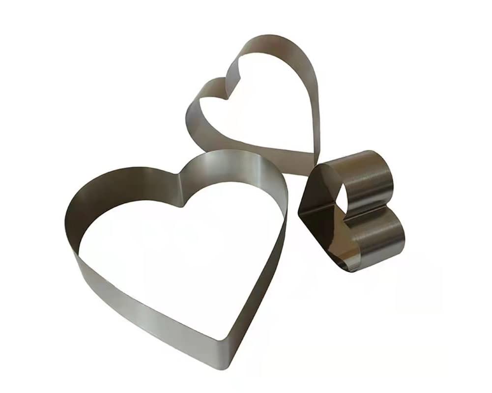 Siking Stainless Steel Heart Cake Ring Mold - 4/6/8 Inch Heart Shaped Cutter for Mousse, Cheese, Cookies, Salads & Onigiri - Perfect for Baking, Dessert Making & Food Presentation (11-2 Inch Height)