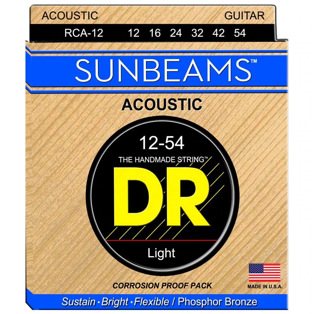 DR Strings Sunbeam - Phosphor Bronze Acoustic Guitar Strings (12-54 Gauge) | Round Core for Warm Tone & Longevity | Perfect for Folk, Country & Fingerstyle Playing